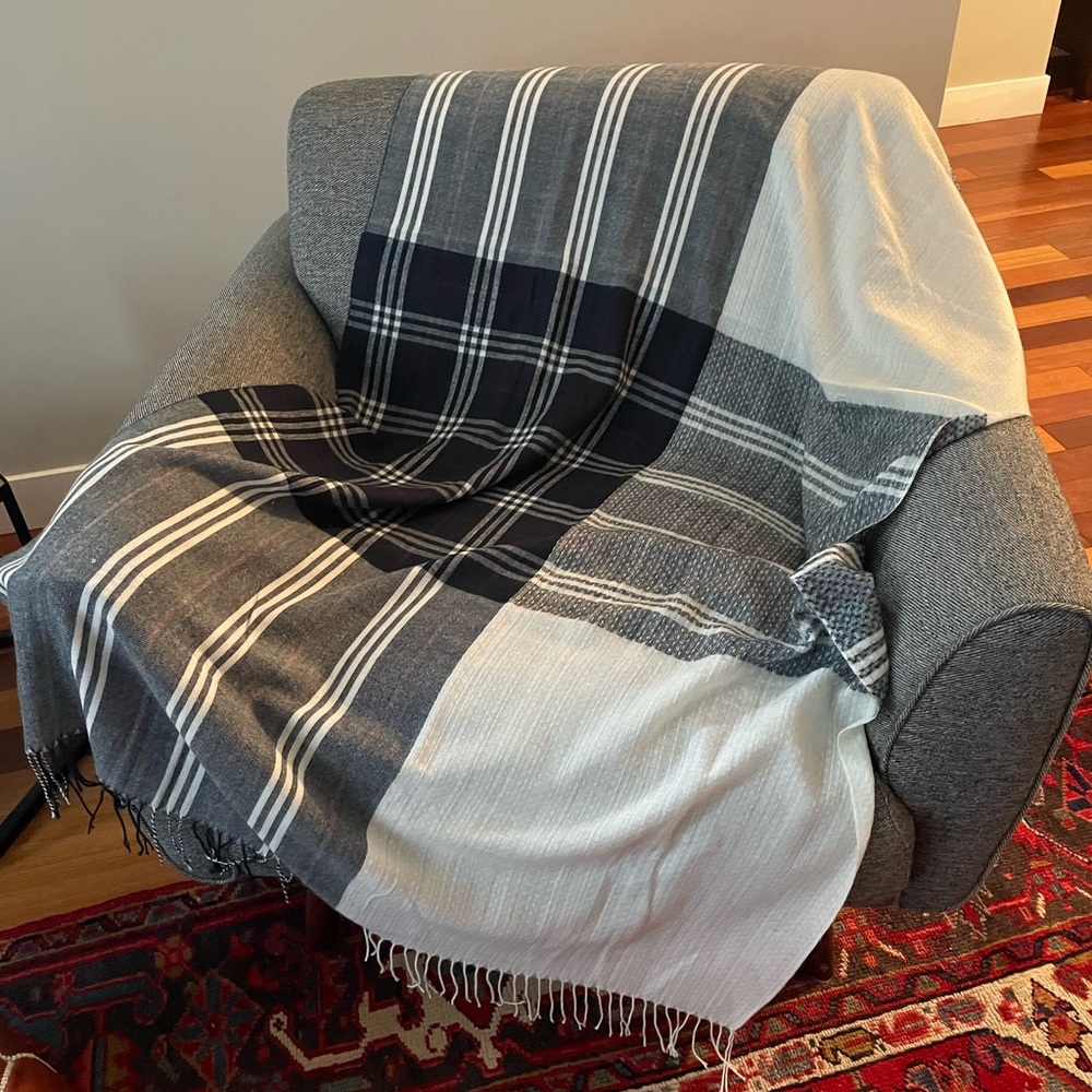 Oversized lightweight plaid scarf/throw/wrap